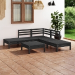 Set Divani da Giardino 6 pz in Legno Massello di Pino Nero