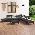 Set Divani da Giardino 8 pz in Legno Massello di Pino Nero