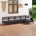 Set Divani da Giardino 5 pz in Legno Massello di Pino Nero