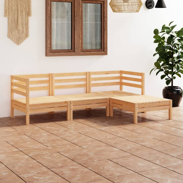 Set Divani da Giardino 4 pz in Legno Massello di Pino