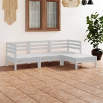 Set Divani da Giardino 4 pz Bianco in Massello di Pino Bianco