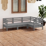 Set Divani da Giardino 4 pz in Legno Massello di Pino Grigio