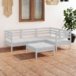 Set Divani da Giardino 5 pz in Legno Massello di Pino Bianco