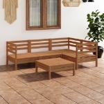 Set Divani da Giardino 5 pz in Legno Massello di Pino Miele