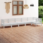 Set Divani da Giardino 6 pz in Legno Massello di Pino Bianco