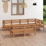 Set Divani da Giardino 7 pz in Legno Massello di Pino Miele