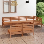 Set Divani da Giardino 8 pz in Legno Massello di Pino Miele