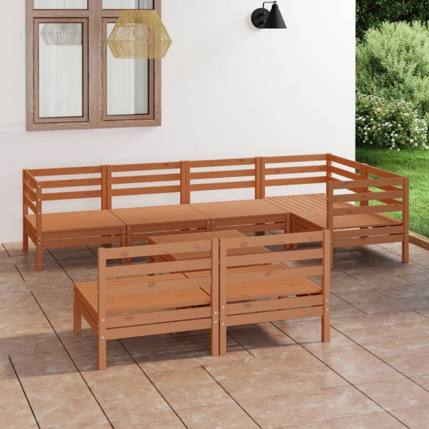 Set Divani da Giardino 8 pz in Legno Massello di Pino Miele