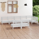 Set Divani da Giardino 8 pz in Legno Massello di Pino Bianco