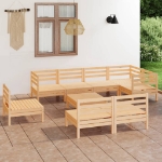 Set Divani da Giardino 9 pz in Legno Massello di Pino