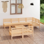 Set Divani da Giardino 8 pz in Legno Massello di Pino