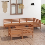 Set Divani da Giardino 8 pz in Legno Massello di Pino Miele