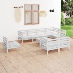 Set Divani da Giardino 9 pz in Legno Massello di Pino Bianco