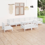 Set Divani da Giardino 9 pz in Legno Massello di Pino Bianco