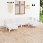 Set Divani da Giardino 6 pz in Legno Massello di Pino Bianco