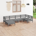 Set Divani da Giardino 6 pz in Legno Massello di Pino Grigio