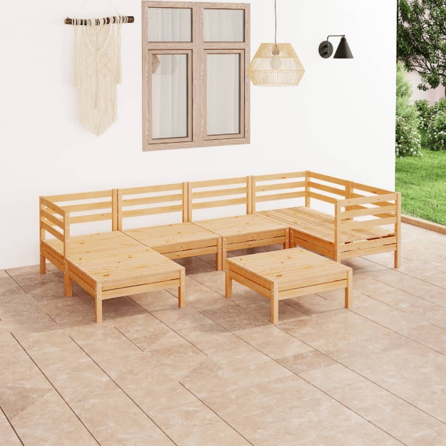 Set Divani da Giardino 7 pz in Legno Massello di Pino