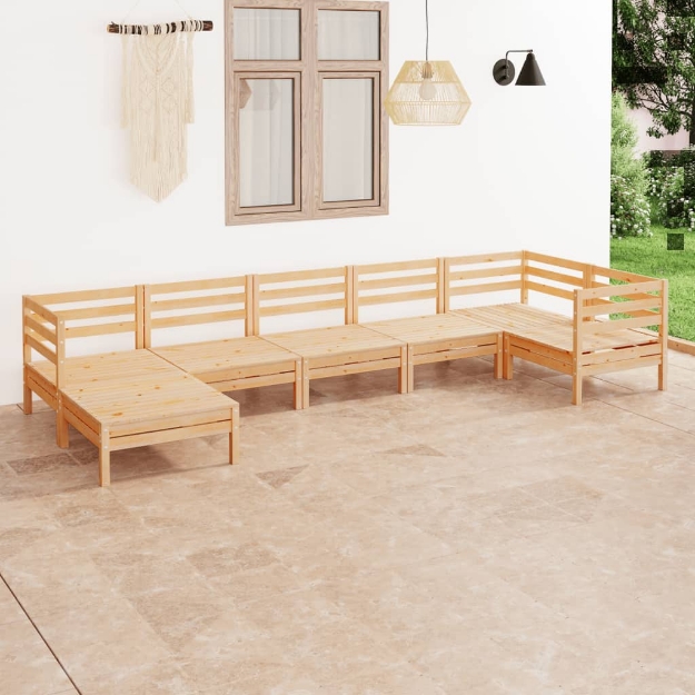 Set Divani da Giardino 7 pz in Legno Massello di Pino