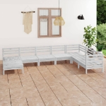 Set Divani da Giardino 8 pz in Legno Massello di Pino Bianco