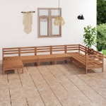 Set Divani da Giardino 8 pz in Legno Massello di Pino Miele