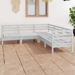 Set Divani da Giardino 5 pz in Legno Massello di Pino Bianco