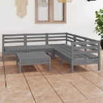 Set Divani da Giardino 6 pz in Legno Massello di Pino Grigio