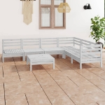 Set Divani da Giardino 7 pz in Legno Massello di Pino Bianco