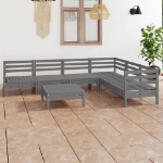 Set Divani da Giardino 7 pz in Legno Massello di Pino Grigio