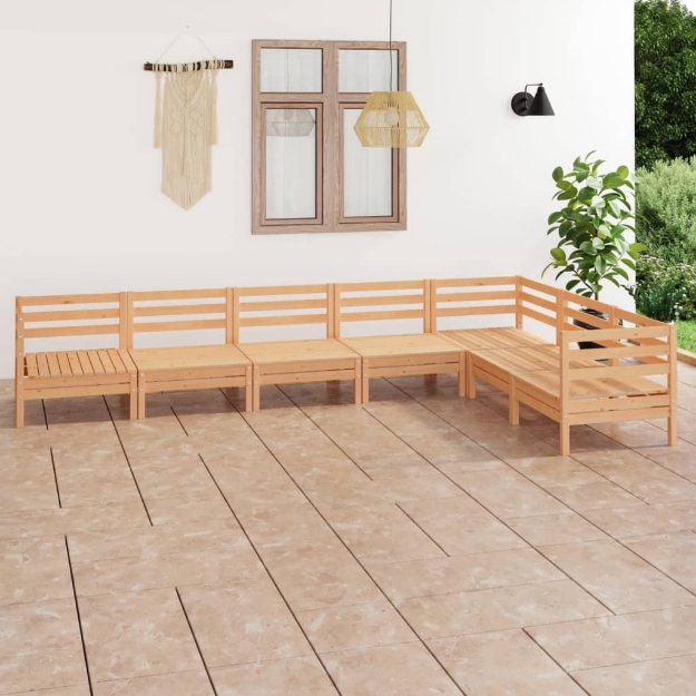 Set Divani da Giardino 7 pz in Legno Massello di Pino