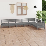 Set Divani da Giardino 7 pz in Legno Massello di Pino Grigio