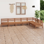 Set Divani da Giardino 7 pz in Legno Massello di Pino Miele