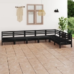 Set Divani da Giardino 7 pz in Legno Massello di Pino Nero