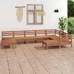 Set Divani da Giardino 9 pz in Legno Massello di Pino Miele