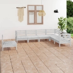 Set Divani da Giardino 7 pz in Legno Massello di Pino Bianco