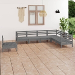 Set Divani da Giardino 7 pz in Legno Massello di Pino Grigio