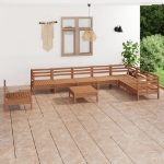 Set Divani da Giardino 9 pz in Legno Massello di Pino Miele