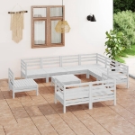 Set Divani da Giardino 10 pz in Legno Massello di Pino Bianco