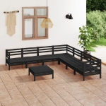 Set Divani da Giardino 8 pz in Legno Massello di Pino Nero