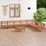 Set Divani da Giardino 9 pz in Legno Massello di Pino Miele