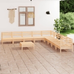 Set Divani da Giardino 10 pz in Legno Massello di Pino