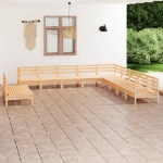 Set Divani da Giardino 11 pz in Legno Massello di Pino