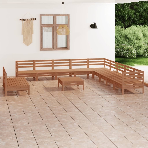 Set Divani da Giardino 8 pz in Legno Massello di Pino Miele