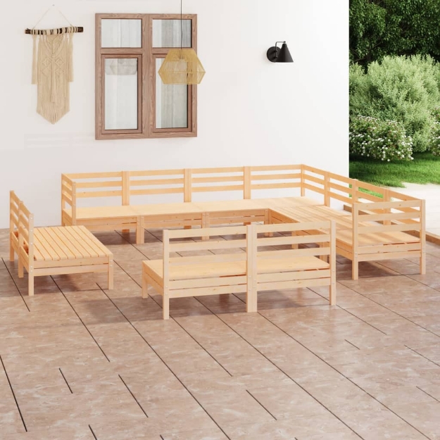 Set Divani da Giardino 11 pz in Legno Massello di Pino