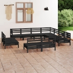 Set Divani da Giardino 11 pz in Legno Massello di Pino Nero