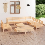 Set Divani da Giardino 12 pz in Legno Massello di Pino