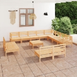 Set Divani da Giardino 13 pz in Legno Massello di Pino