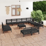 Set Divani da Giardino 13 pz in Legno Massello di Pino Nero