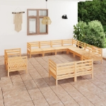 Set Divani da Giardino 11 pz in Legno Massello di Pino