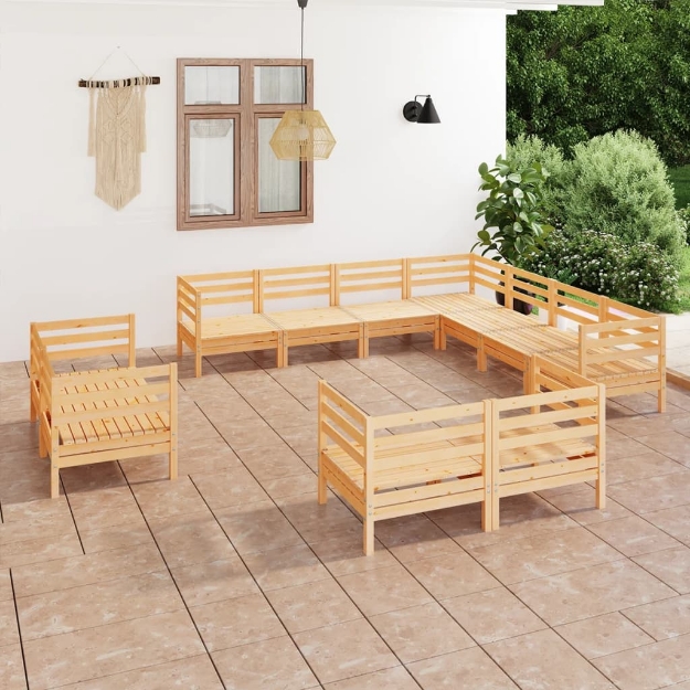 Set Divani da Giardino 11 pz in Legno Massello di Pino