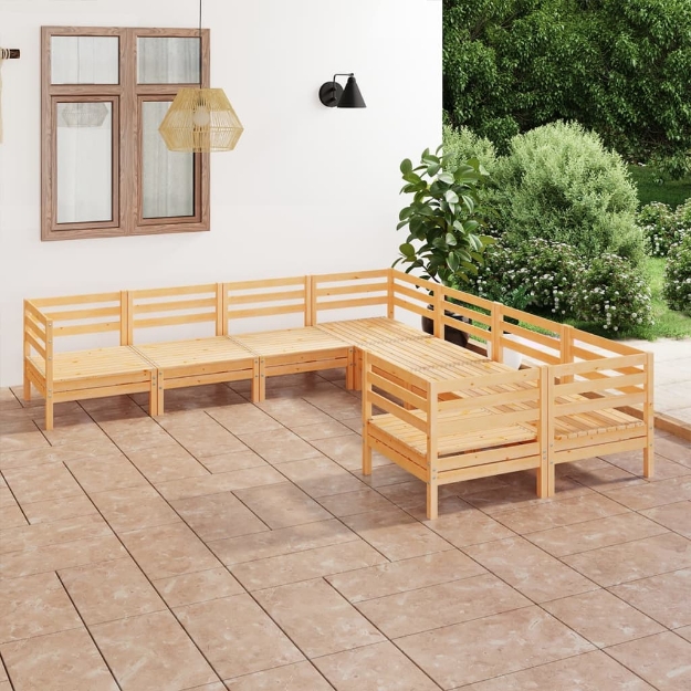 Set Divani da Giardino 8 pz in Legno Massello di Pino